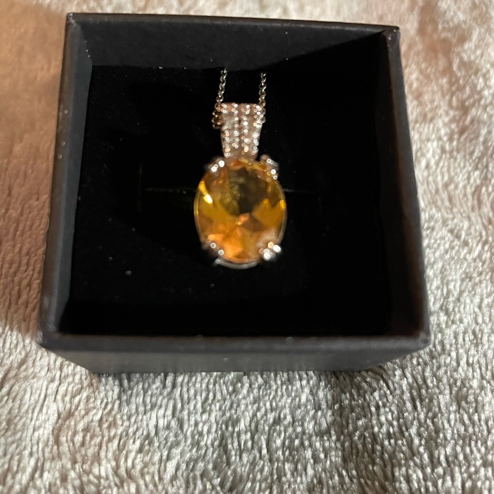 Citrine and Diamond Pendant